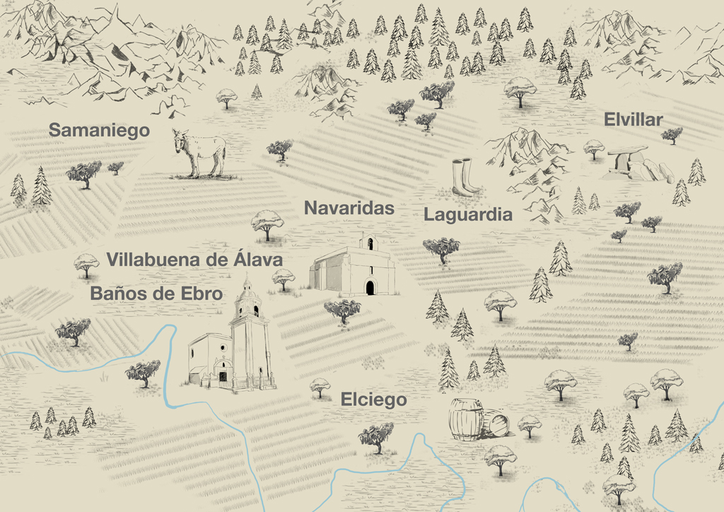 Ilustración mapa Rioja Alavesa
